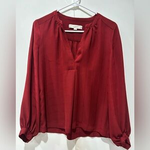 Loft burgandy long sleeve top